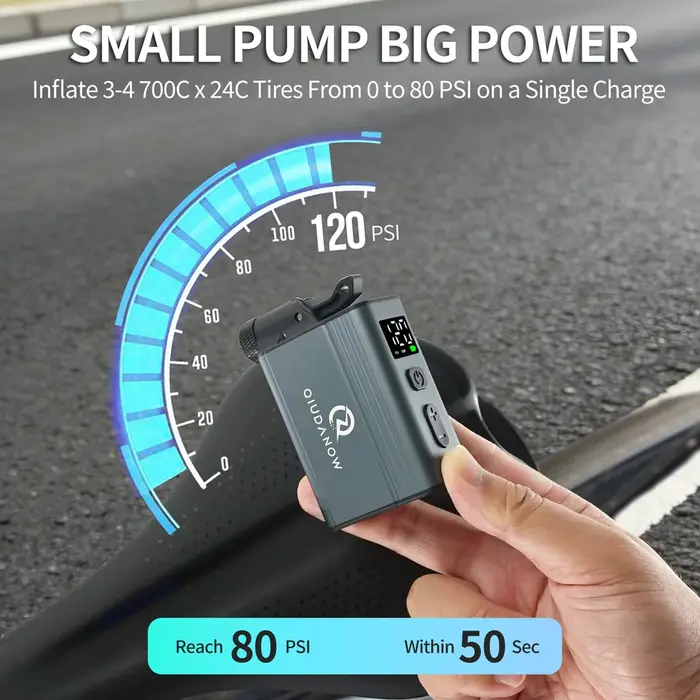 Pompe à air électrique portable pour pneus de vélo avec écran numérique