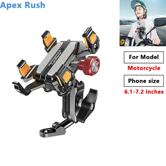 Apex Rush 2025 nouveau support de téléphone pour moto en alliage d'aluminium avec amortisseur serrur