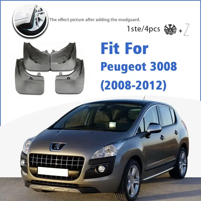 Garde-boue avant et arrière pour KIT 3008, garde-boue, garde-boue, accessoires de voiture, 2008, 2009, 2010, 2011, 2012, 4 pièces