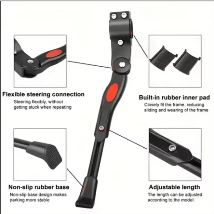 Support de stationnement réglable pour vélo de route et vélo électrique en alliage d'aluminium noir robuste pour roues 24 à 27 pouces
