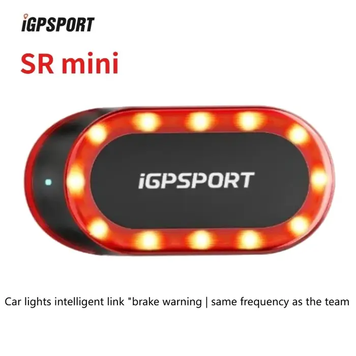 Feu arrière radar iGPSPORT SR mini IPX7 avec clignotant de frein pour VTT et vélos de route