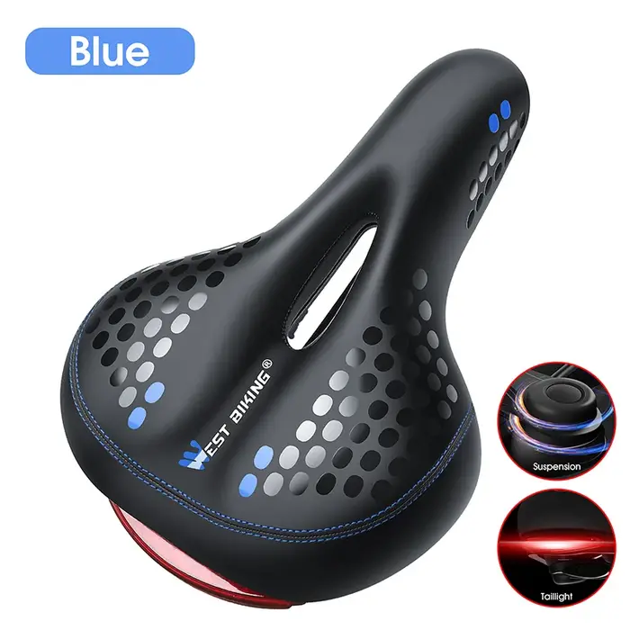 WEST BIKING Selle de vélo large et confortable pour VTT, vélo de ville et vélo électrique avec feu a