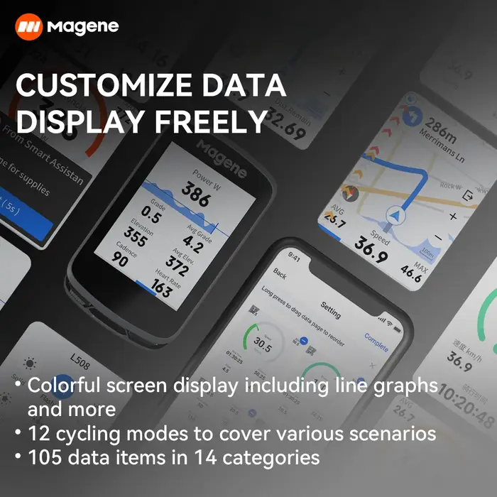 Magene-Ordinateur de vélo GPS Snowboard, navigation WiFi, compteur de vitesse, écran tactile, VTT, r