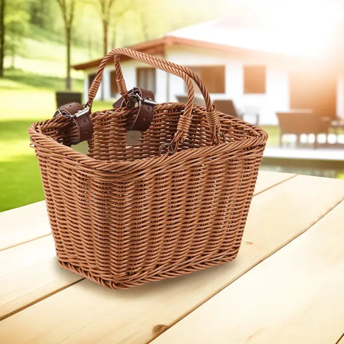 Panier avant de vélo avec sangles en cuir réglables