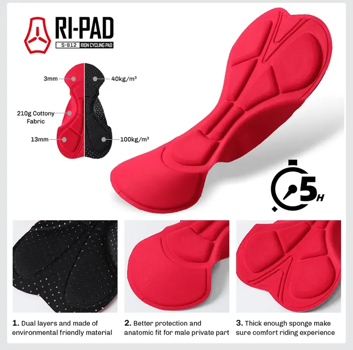 RION – Shorts de cyclisme pour hommes, pantalons de motard sur route Pro, vtt, rembourré, collant de