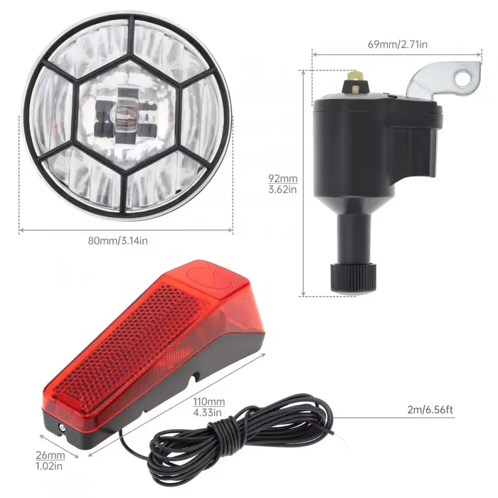 Feux dynamo LED auto-alimentés pour vélo