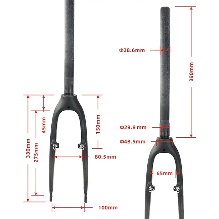 Fourche de vélo pliable en fibre de carbone 3K pour petites roues