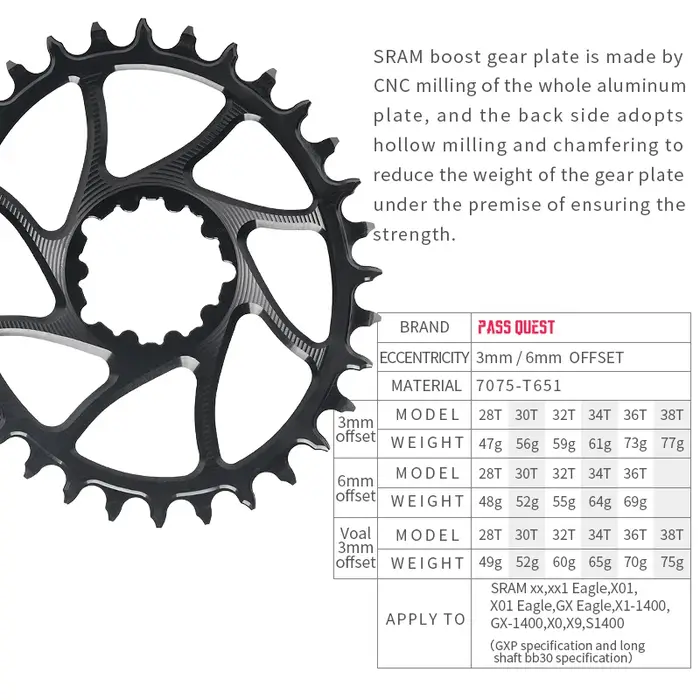 Plateau de pédalier SRAM Gx xx1 Eagle GXP, 6mm, argent, pour vtt rond, étroit et large, 28T, 30T, 32