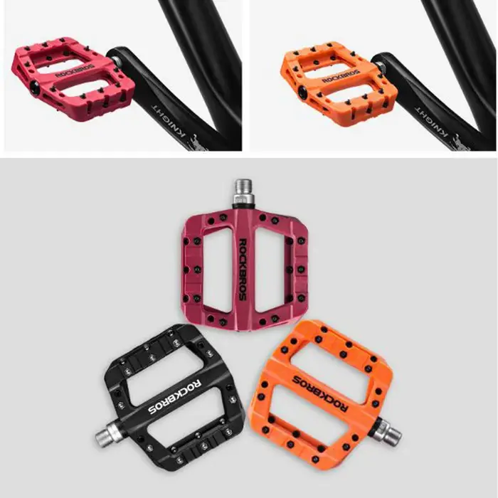 Pédales de vélo ROCKBROS 9/16 pour VTT, vélo de route, pédale plate légère, large et antidérapante pour vélos de cyclo-cross.