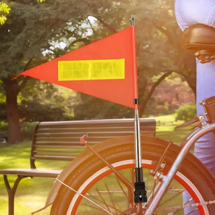 Ensemble de drapeaux réfléchissants de sécurité pour vélo avec mât de fixation