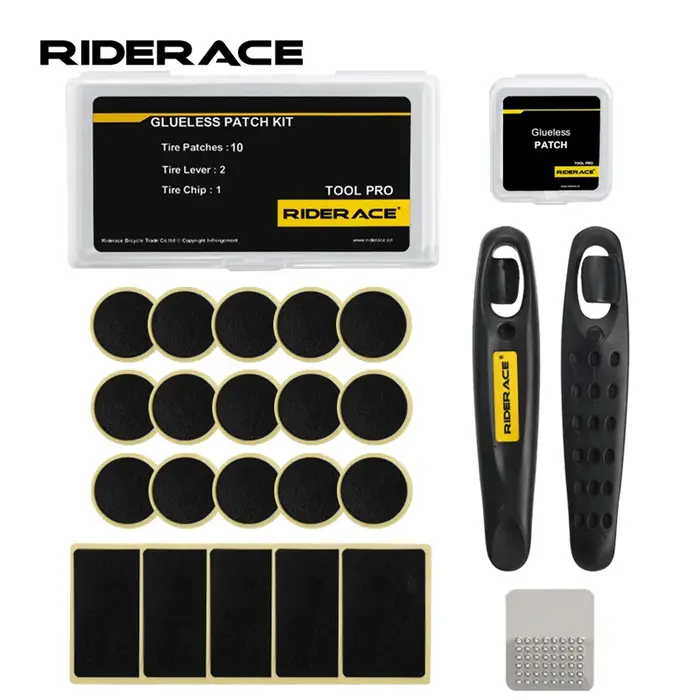 Kit de patchs de puces sans colle pour vélo, chambre à air de vélo, levier de pneu, outil de réparat