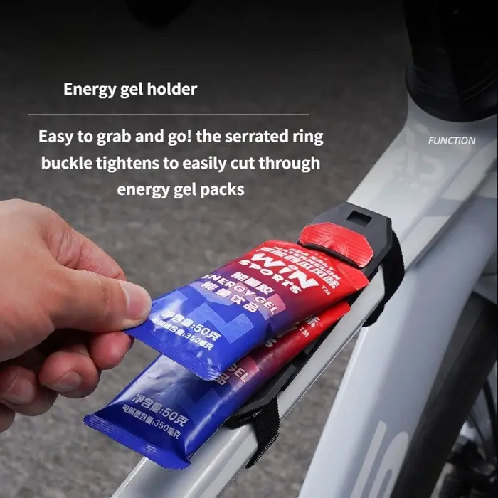Support de gel énergétique pour vélo de route et gravel en PP blanc avec anneau dentelé pour barres énergétiques et accessoires de cyclisme