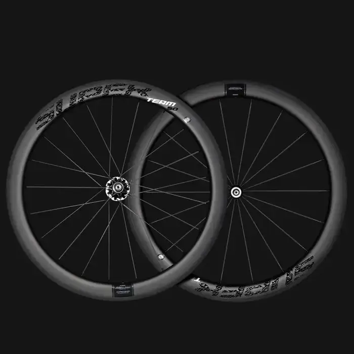SUPERTEAM Classic Pro R25-50 700C Roues de vélo de route en carbone Clincher Tubeless Frein sur jante Logo Noir