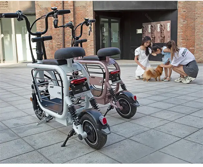 Mini vélo électrique rose pliable avec siège enfant