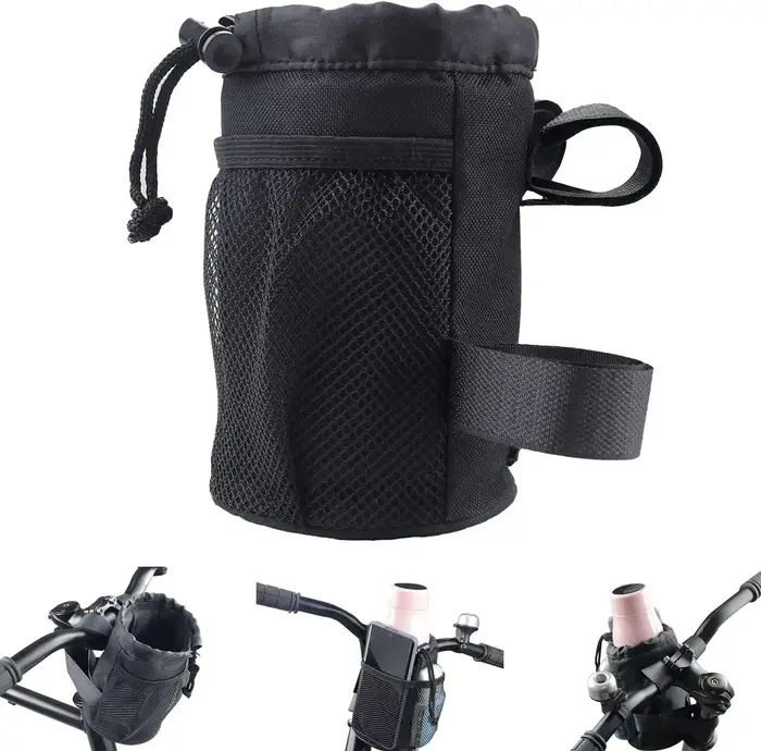 2in1 vélo guidon support pour téléphone vélo porte-bouteille d'eau maille poche universelle ajusteme
