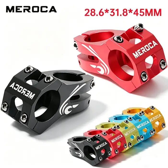 Tige de guidon MEROCA MTB 45 mm, tige courte creuse pour vélo, 28,6*31,8 mm, tige de guidon pour vélo de montagne et de route, en alliage d'aluminium.