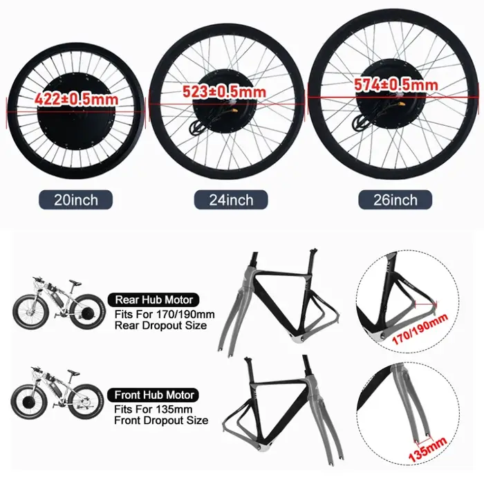 Kit moteur de moyeu arrière pour vélo électrique 36V 48V 500W 750W