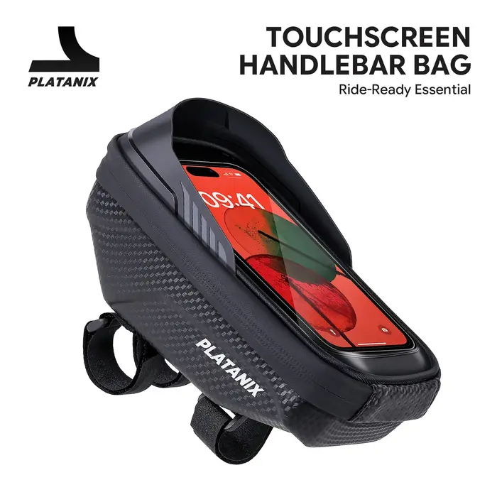 PLATANIX A1 Sac de guidon rigide en EVA pour VTT et vélo de route et pochette pour téléphone à fixer