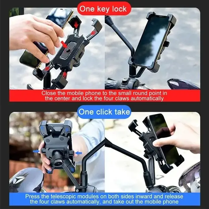 Universel 360 °   Support de téléphone rotatif antidérapant pour vélo, support réglable pour VTT, moto, motocyclette - Accessoire de vélo