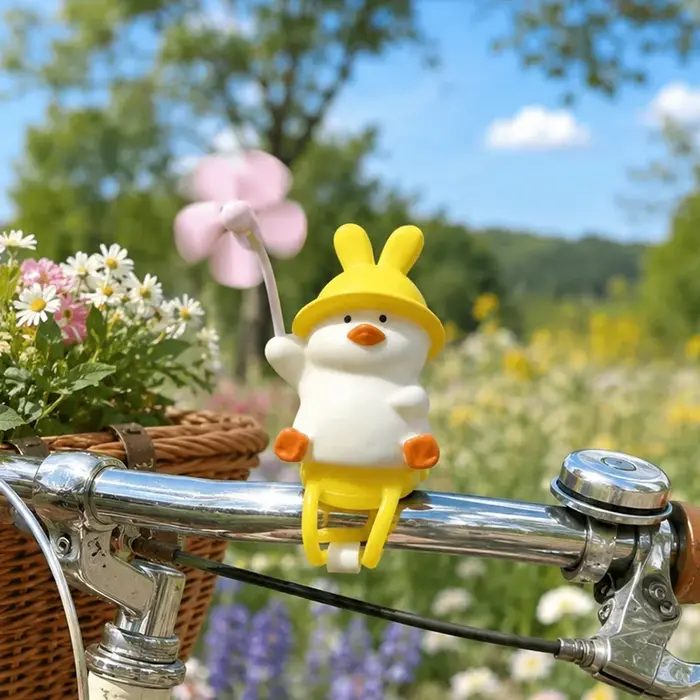 Adorable accessoire de vélo électrique en forme de canard jaune - Décoration