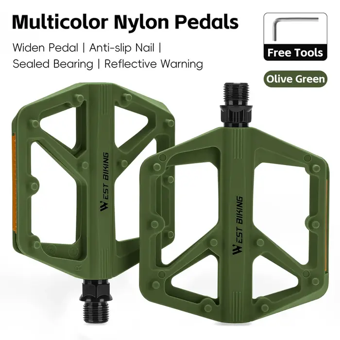 Pédales de vélo WEST BIKING en nylon réfléchissantes légères