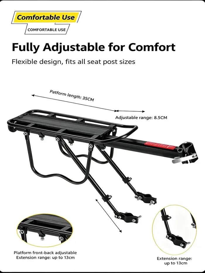 Porte-bagages arrière de vélo à fixation rapide