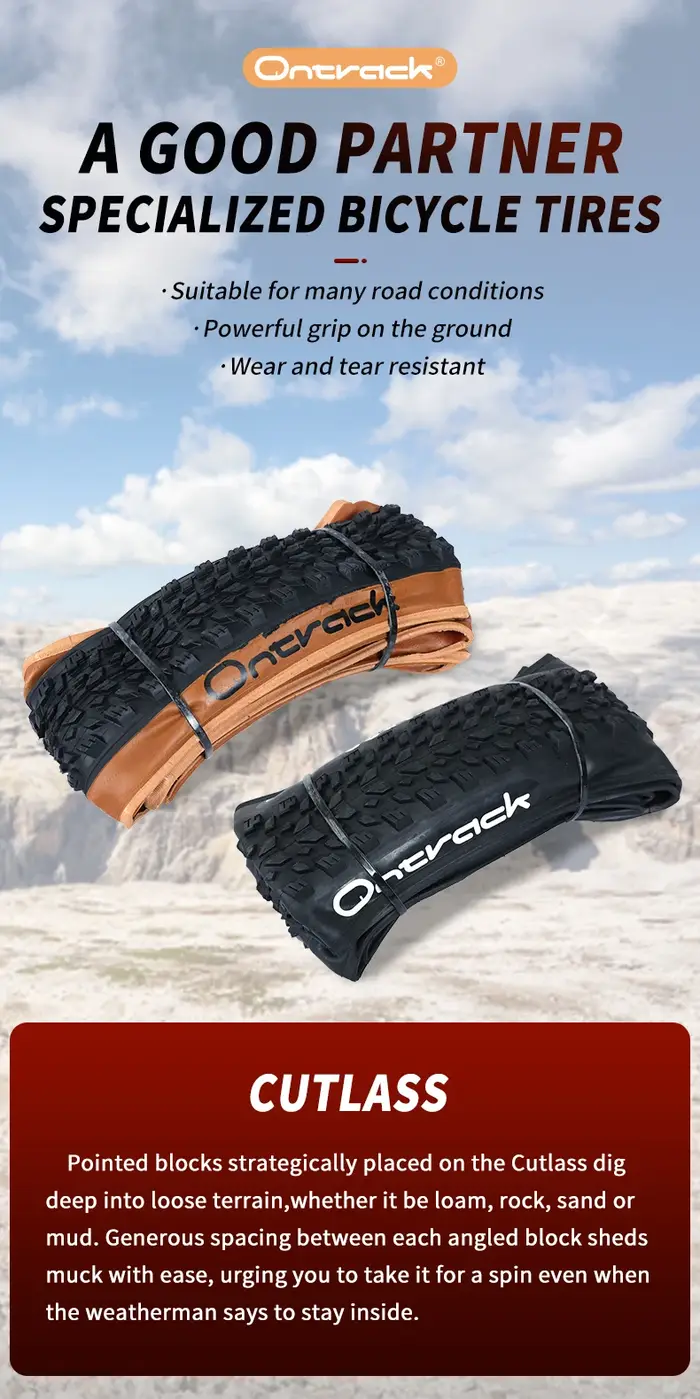 ONTRACK-Pneu Pliable MTB 1/26/27/29x2.10, Cutlass 30TPI, Marron, Mural, Peau