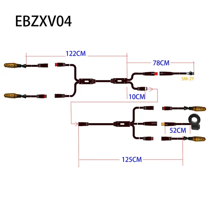 EBKE vélo électrique Ebike clignotant V04 12V ou 36V 48V 52V 72V câble étanche LED