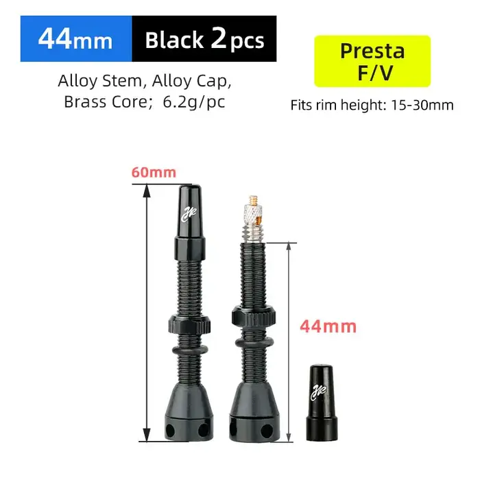 Valve Tubeless F/V pour vélo, 44 60 80mm, avec outil en option pour vélo de gravier, poteau en allia