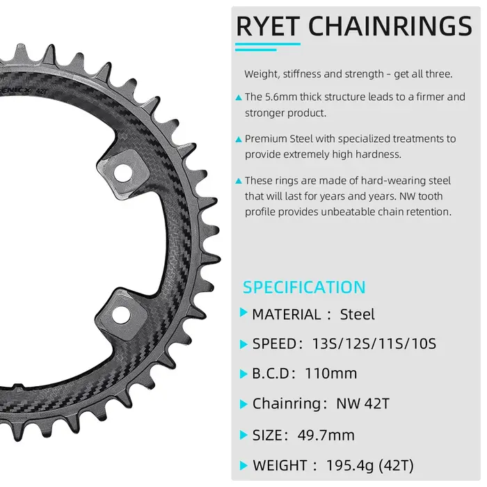 RYET Senicx gravier vélo péritelles 24mm broche 165/170/172.5/175MM