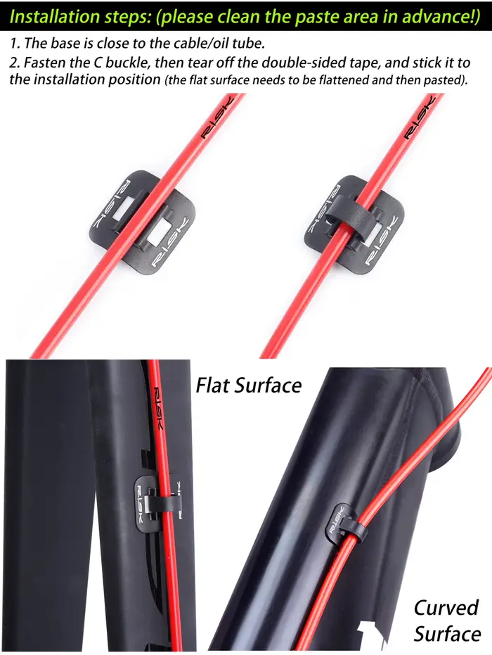 RISK Fixe-câbles de vélo en forme de C pour tube de frein et de transmission, pince de fixation pour