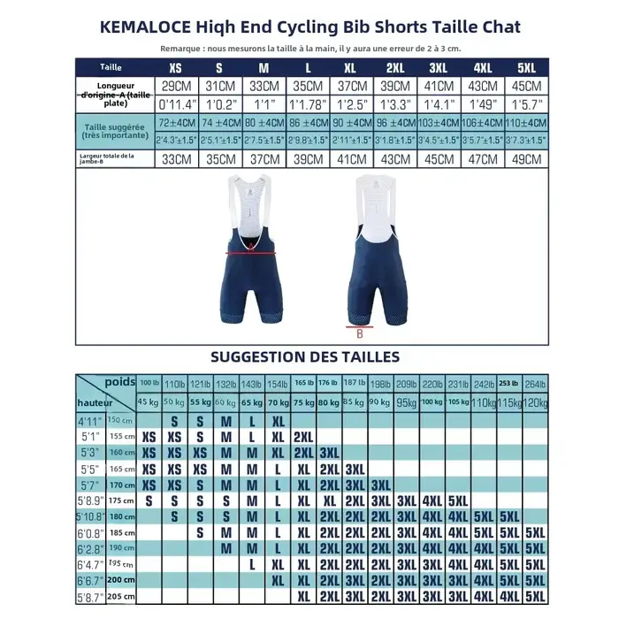 KEMALOCE Cuissard de cyclisme pour homme