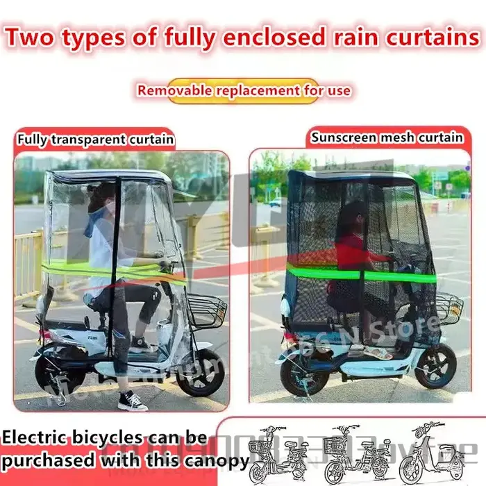 Parapluie vélo électrique/moto auvent Anti-pare-brise pluie rétroviseur Installation