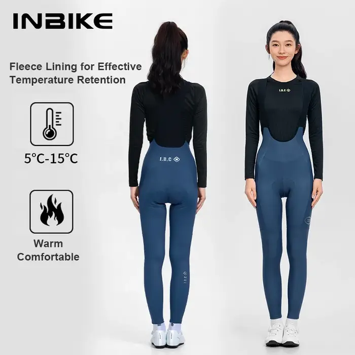 INBIKE automne hiver nouveau Style femmes polaire bavoir pantalon taille haute chaud longue Distance cyclisme