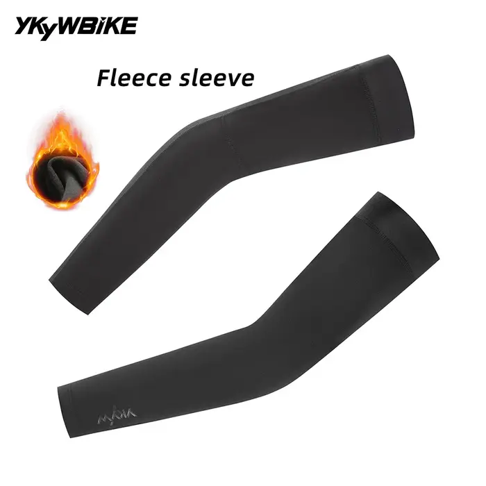 YKYWBIKE Manchons de bras de cyclisme en polaire chaude d'hiver 10-20 ° C Manchettes de sport de plein air Protection