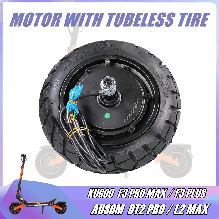 Moteur universel avec pneu tubeless pour trottinette électrique AUSOM DT2 PRO / L2 MAX / KUGOO F3 PRO MAX / F3 PLUS 48V 52V Avant et Arrière