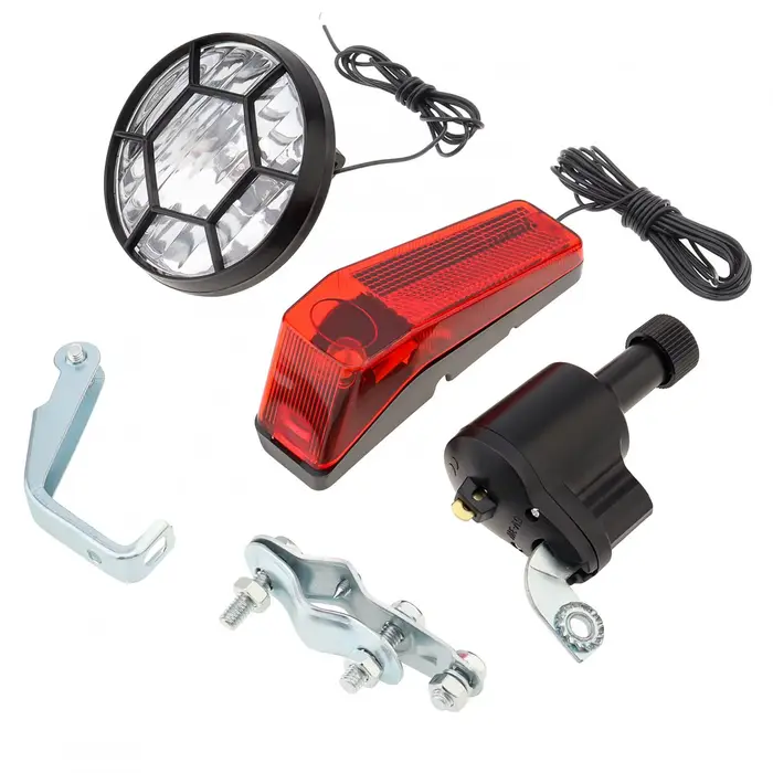 Feux dynamo LED auto-alimentés pour vélo, lumière avant et arrière, lumière de sauna, ensemble de la