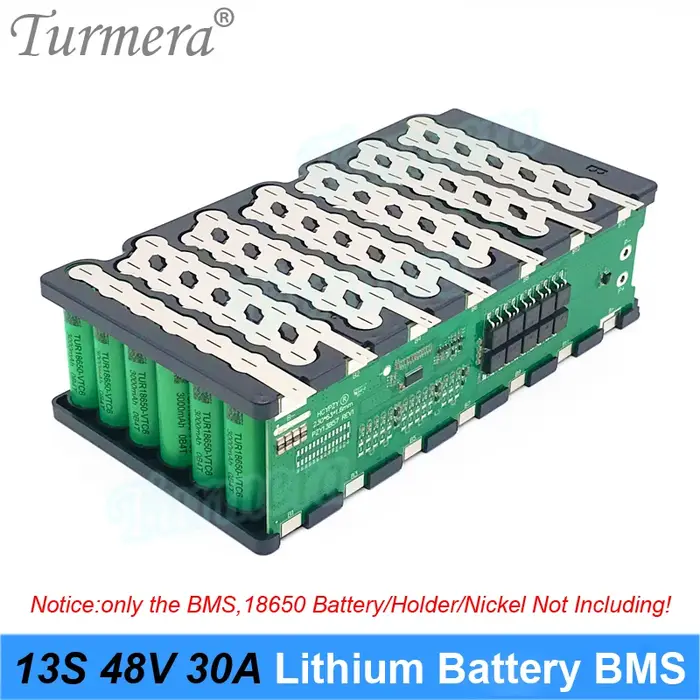 Turmera 13S 48V 52V boîtier de batterie de vélo électrique 13S6P 18650 support avec soudage Nickel 30A BMS pour