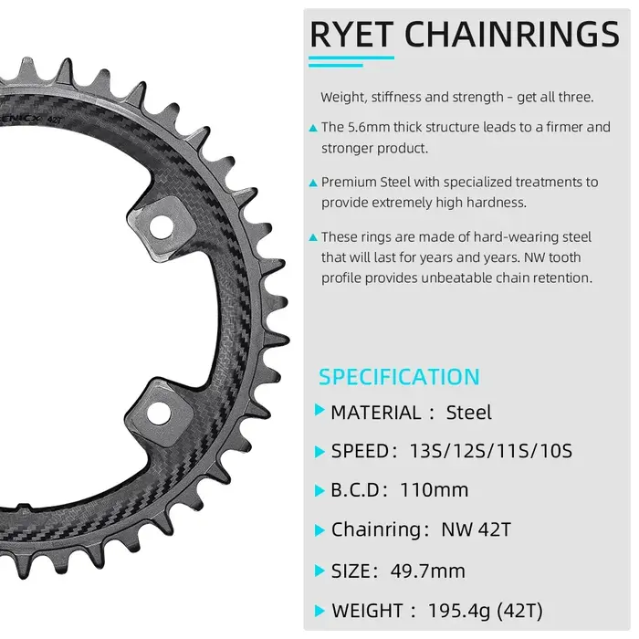 RYET Senicx gravier vélo péritelles 24mm broche 165/170/172.5/175MM