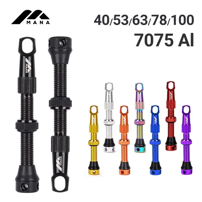 MANA 1 paire de Valve Presta de vélo 40/53/63/78/100mm 7075 en alliage d'aluminium pour route sans c