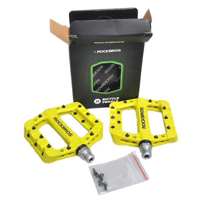 Pédales de vélo ROCKBROS 9/16 pour VTT, vélo de route, pédale plate légère, large et antidérapante pour vélos de cyclo-cross.