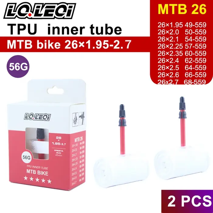 LQ.LEQI VTT 29 26 27.5 chambre à air de vélo caméra ultralégère TPU 29x1.95 2.0 2.1 2.2 2.3 2.4 2.5 2. 6 pneus