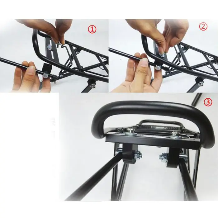 Porte-bagages arrière en alliage d'aluminium haute résistance pour vélo de route VTT et vélo pliant transport de charge 25kg