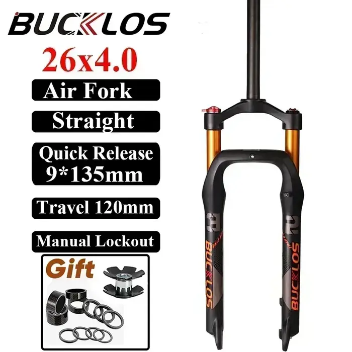 BUCKKub26X4.0-Fourche de vélo à suspension pneumatique