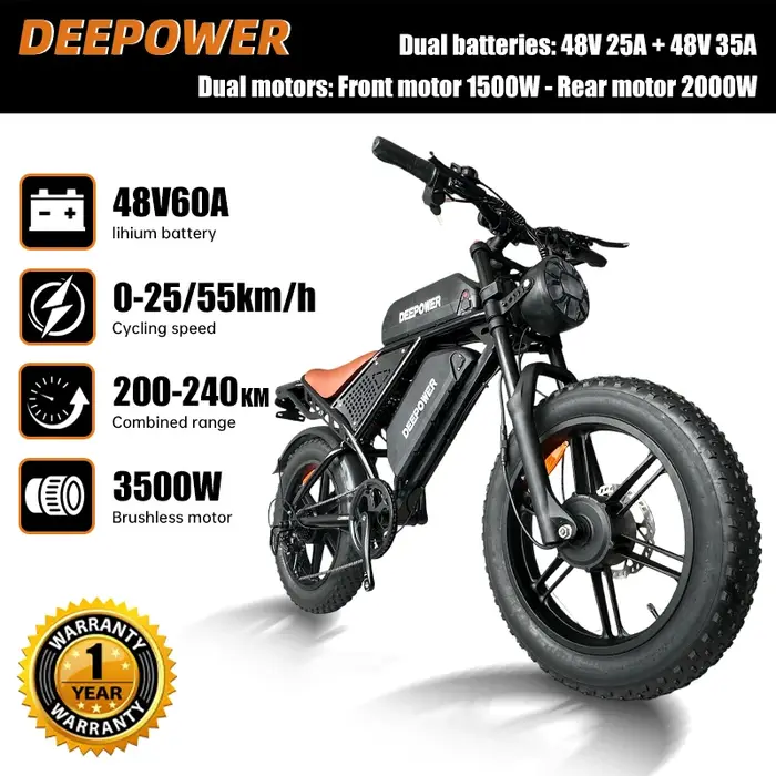 Vélo électrique tout-terrain DEEPOWER S8Advance 3500W48V60A