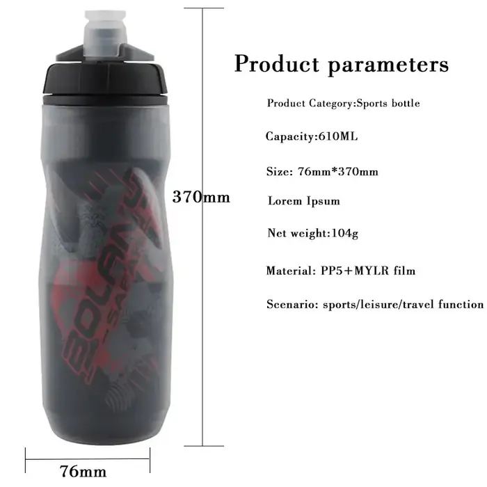 Bolany bouteille d'eau de vélo 600ml bouteille d'eau de cyclisme de montagne PP5 bouteille protégée 