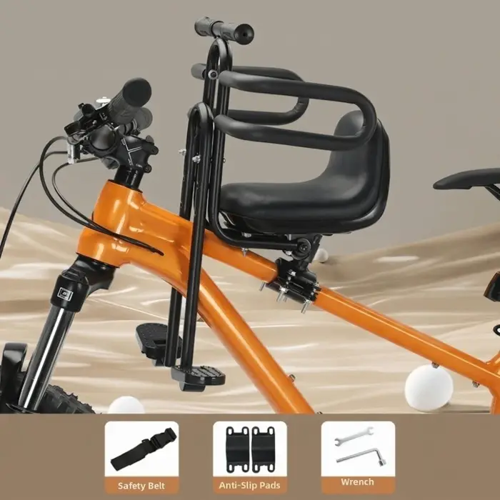 Siège enfant avant pour vélo VTT avec accoudoirs et pédales, réglable et rembourré Siège auto pour
