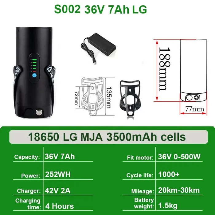 San-yo-Batterie pour moteur de vélo électrique, Mini bouteille, Bafang TSDZ2, 18650 W, 250W, 350W, 3