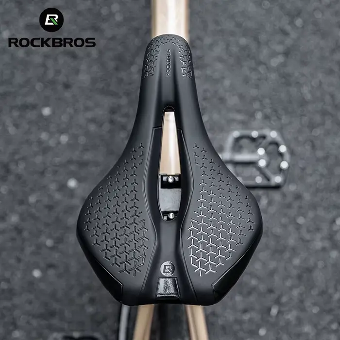 ROCKBROS selle de vélo creux respirant antichoc siège de cyclisme PU coussin en cuir antidérapant lé