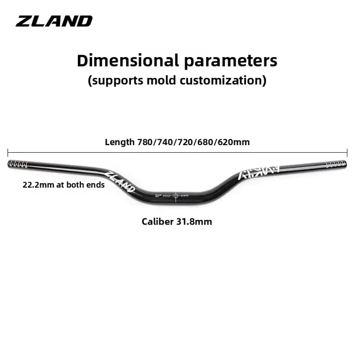 ZLAND VTT guidon élévateur poli-620/680/720/780MM 55mm ascenseur poli noir pour le cyclisme de fond de descente
